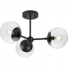  P350235-31M - Atwell Collection Three-Light Matte Black Mid-Century Modern Semi-Flush Mount