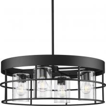  P400311-31M - Burgess Collection Four-Light Matte Black Modern Farmhouse Chandelier