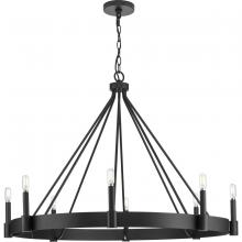  P400319-31M - Breckenridge Collection Eight-Light Matte Black Rustic Farmhouse Chandelier