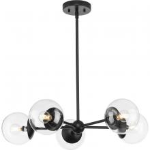  P400325-31M - Atwell Collection Five-Light Matte Black Mid-Century Modern Chandelier