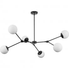  P400378-31M - Haas Collection Six-Light Matte Black Mid-Century Modern Chandelier