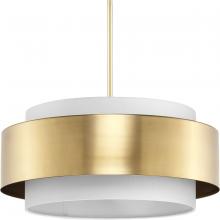  P500400-109 - Silva Collection Three-Light Brushed Bronze White Linen Shade Pendant