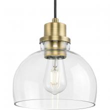  P500405-163 - Garris Collection One-Light Vintage Brass Clear Glass Transitional Mini-Pendant