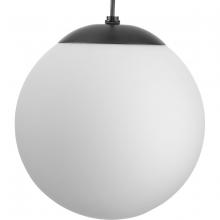  P500462-31M - Atwell Collection Matte Black and Opal Glass Globe Medium Hanging Pendant Light