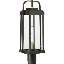  P540090-020 - Walcott Collection One-Light Antique Bronze with Brasstone Accents Clear Glass Transitional Outdoor