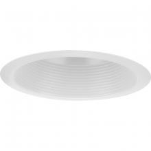  P806006-028 - 6" Satin White Recessed Step Baffle Trim for 6" Shallow Housing (P806S Series)