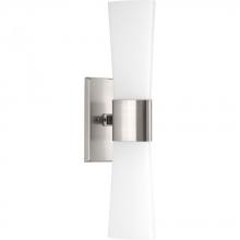  P300062-009 - Zura Collection Two-Light Brushed Nickel Etched Opal Glass Modern Bath Vanity Light