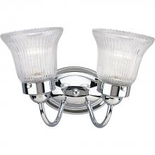  P3288-15 - Fluted Glass Collection Two-Light Polished Chrome Clear Prismatic Glass Traditional Bath Vanity Ligh