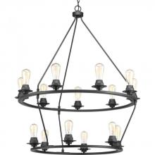  P400017-143 - Debut Collection Fifteen-Light Graphite Farmhouse Chandelier Light