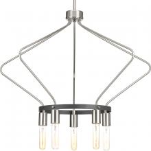  P400105-009 - Hangar Collection Five-Light Brushed Nickel Farmhouse Chandelier Light