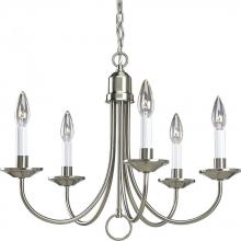  P4008-09 - Five-Light Brushed Nickel White Candles Traditional Chandelier Light