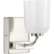  P300280-009 - Moore Collection One-Light Brushed Nickel White Opal Glass Luxe Bath Vanity Light