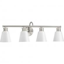  P300317-009 - Ashford Collection Four-Light Brushed Nickel and Opal Glass Farmhouse Style Bath Vanity Wall Light