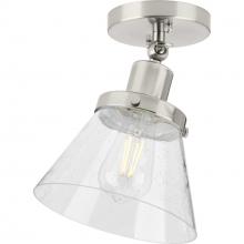  P350198-009 - Hinton Collection One-Light Brushed Nickel and Seeded Glass Vintage Style Ceiling Light