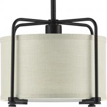 Progress P500138-020 - Kempsey Collection One-Light Antique Bronze Harvest Linen Shade Farmhouse Pendant Light