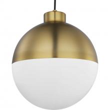  P500148-109-30 - Globe LED Collection One-Light Brushed Bronze Opal Glass Mid-Century Modern Pendant Light