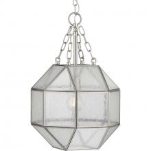  P500221-009 - Mauldin Collection One-Light Brushed Nickel Clear Seeded Glass Global Pendant Light