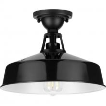  P550070-031 - Cedar Springs Collection Black One-Light Farmhouse Semi-Flush Mount