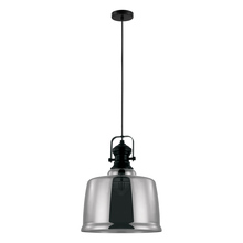  204368A - 1x60W Pendant w/ matte black and chrome finish w/ smoked glass