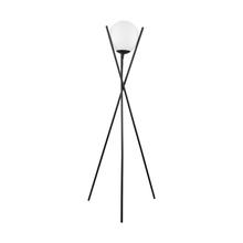  39594A - 1x60W Floor Lamp w/ Black  Finish & Opal Glass Shade