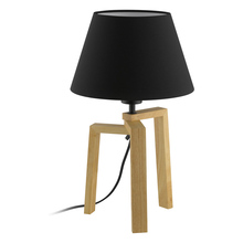  97515A - 1 LT Table Lamp with a Wood Base and Black Fabric Shade 1-60W A19 Bulb