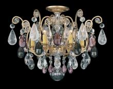  3584-22AD - Renaissance Rock Crystal 6 Light 120V Semi-Flush Mount in Heirloom Gold with Amethyst & Black Diam