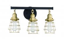  50603-FBSB - Thatcher 3 Light Vanity in Flat Black/Satin Brass