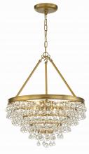  136-VG - Calypso 6 Light Crystal Teardrop Vibrant Gold Chandelier