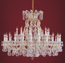  4308-GD-CL-S - 37 Light Gold Crystal Chandelier Draped In Clear Swarovski Strass Crystal