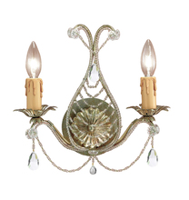  4712-GL-CL-MWP - Crystorama Paris Market 2 Light Gold Leaf Sconce