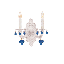  5200-AW-BLUE - Paris Market 2 Light Blue Crystal White Sconce