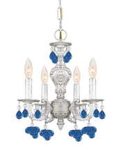  5224-AW-BLUE - Paris Market 4 Light Blue Crystal White Mini Chandelier