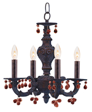  5224-VB-AMBER - Paris Market 4 Light Amber Crystal Bronze Mini Chandelier