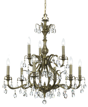  5569-AB-CL-MWP - Dawson 9 Light Clear Crystal Brass Chandelier