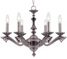  586-PW - Crystorama 6 Light Pewter Chandelier Hang