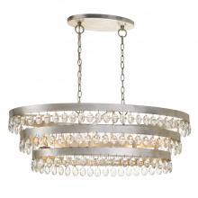  6107-SA - Perla 6 Light Antique Silver Linear Oval Chandelier