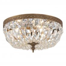  712-OB-CL-I - Crystorama 3 Light Clear Italian Crystal Olde Brass Flush Mount