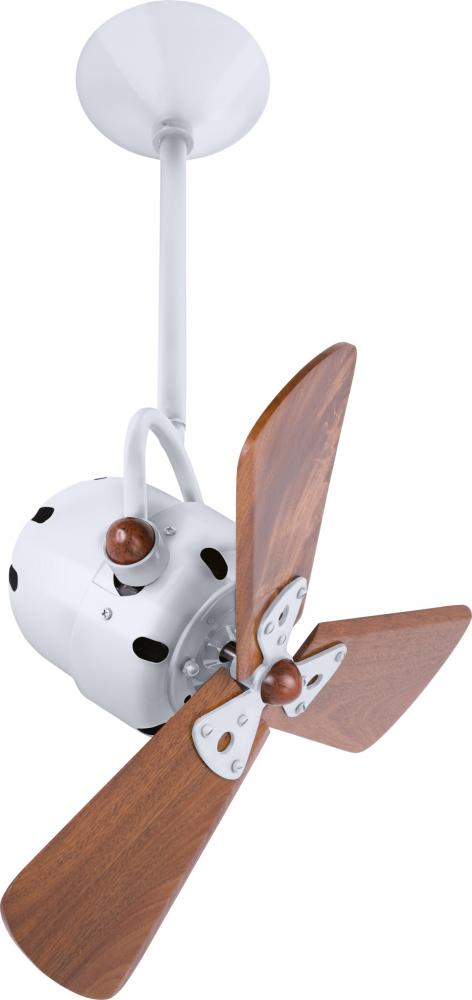 Bianca Direcional - Directional Ceiling Fan - Gloss White Finish - Mahogany Tone Blades