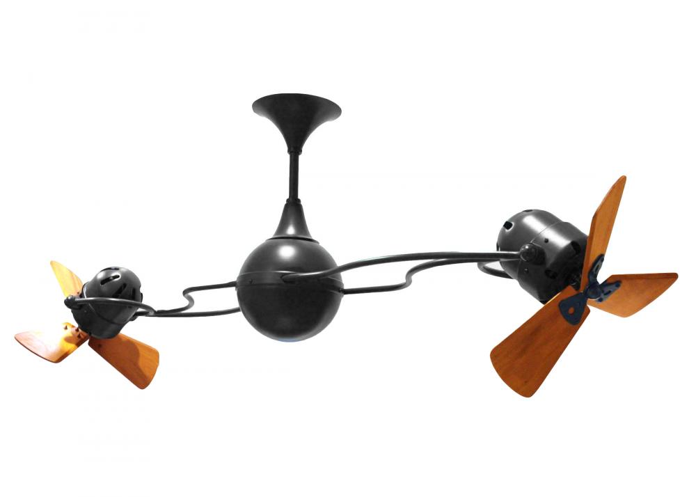 Italo Ventania - Rotational Ceiling Fan - Matte Black Finish - Mahogany Tone Blades