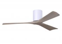 Matthews Fan Company IR3H-WH-GA-52 - Irene-3H - Three Blade Flush Mount Paddle Fan - 52" - Gloss White Finish - Gray Ash Tone Blades