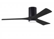  IR3HLK-BK-BK-52 - Irene-3HLK three-blade flush mount paddle fan in Matte Black finish with 52” solid matte black w