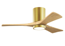 Matthews Fan Company IR3HLK-BRBR-LM-42 - Irene-3HLK-42" Three Blade Flush Mount Paddle Fan-5CCT Integrated LED-Brushed Brass Finish