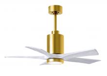  PA5-BRBR-MWH-42 - Patricia-5 five-blade ceiling fan in Brushed Brass finish with 42” solid matte white wood blades