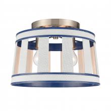  63115/2 - White Burlap 14'' Wide 2-Light Semi Flush Mount - Ocean Blue