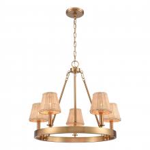  EC89756/5 - Rydell 24.5'' Wide 5-Light Chandelier - Brushed Gold and Rattan