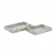  H0807-9765/S2 - Eaton Etched Tray - Set of 2 White (2 pack)