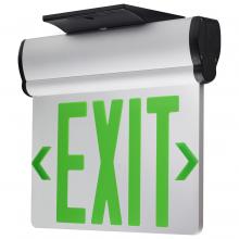  67/110 - Green (Mirror) Edge Lit LED Exit Sign, 90min Ni-Cad backup, 120/277V, Dual Face, Top/Back/End Mount