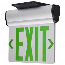  67/112 - Green (Clear) Edge Lit LED Exit Sign, 90min Ni-Cad backup, 120/277V, Single Face, Top/Back/End Mount