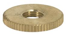  90/1601 - Brass Round Knurled Locknut; 1/8 IP; 1" Diameter; 1/8" Thick; Unfinished