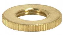  90/1623 - Brass Round Knurled Locknut; 1/8 IP; 3/4" Diameter; 3/32" Thick; Unfinished